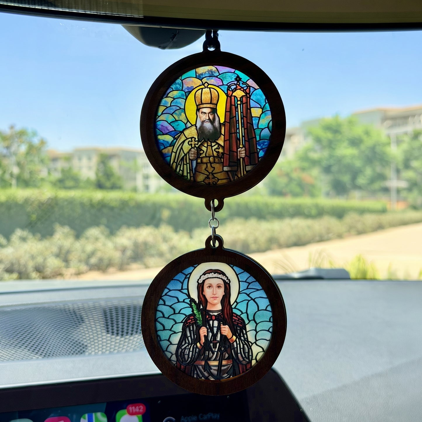 Double Icon Car Pendant