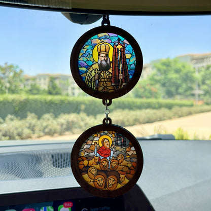 Double Icon Car Pendant