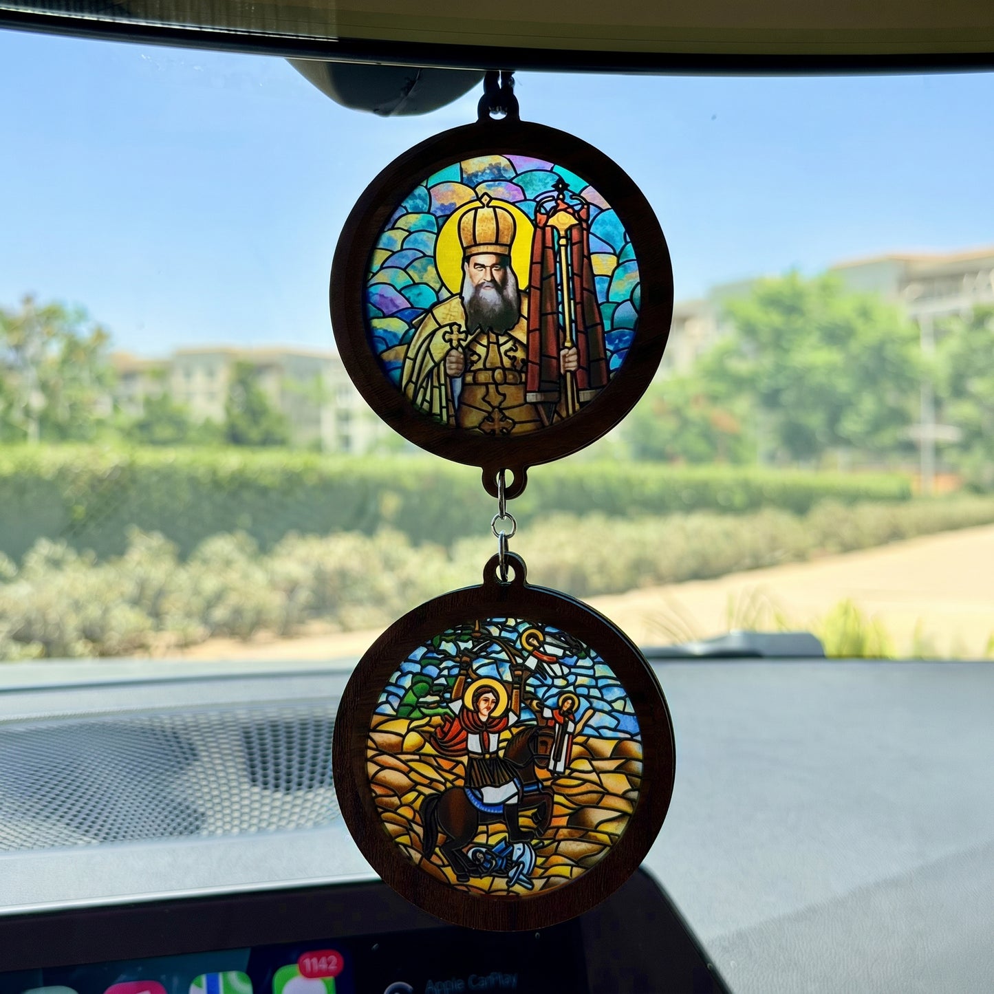Double Icon Car Pendant