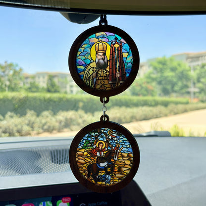 Double Icon Car Pendant