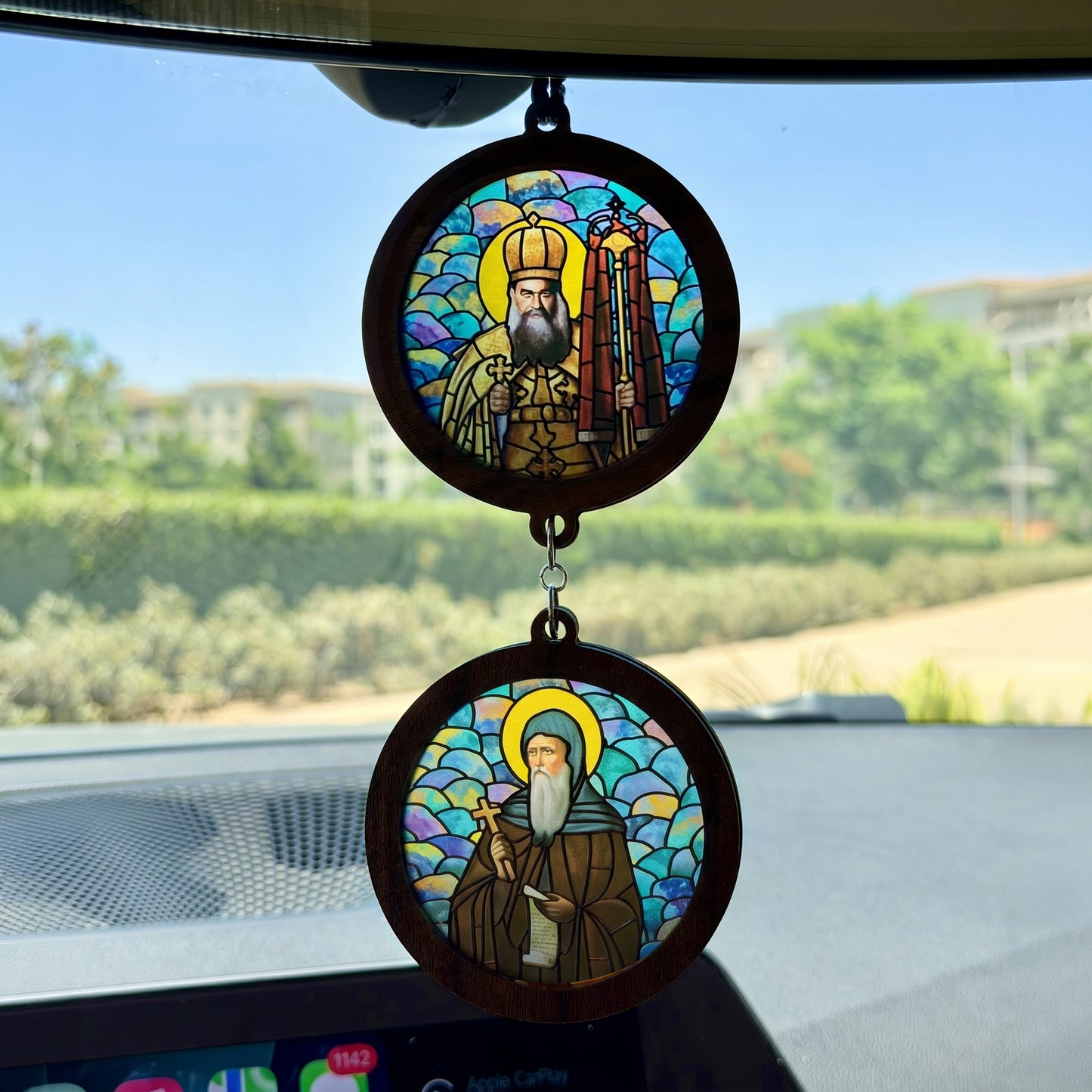 Double Icon Car Pendant