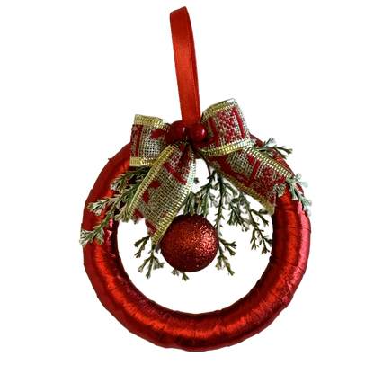 Handmade Red Christmas Tree Ornament - Wreath - Ball