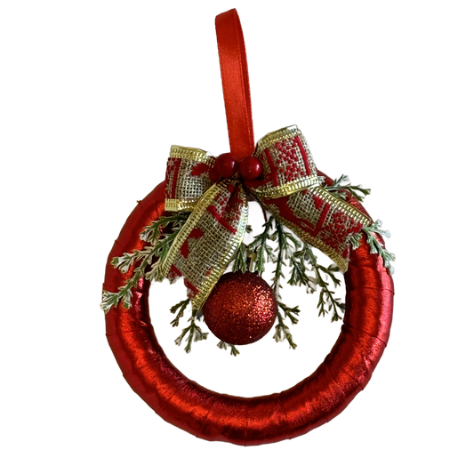 Handmade Red Christmas Tree Ornament - Wreath - Ball