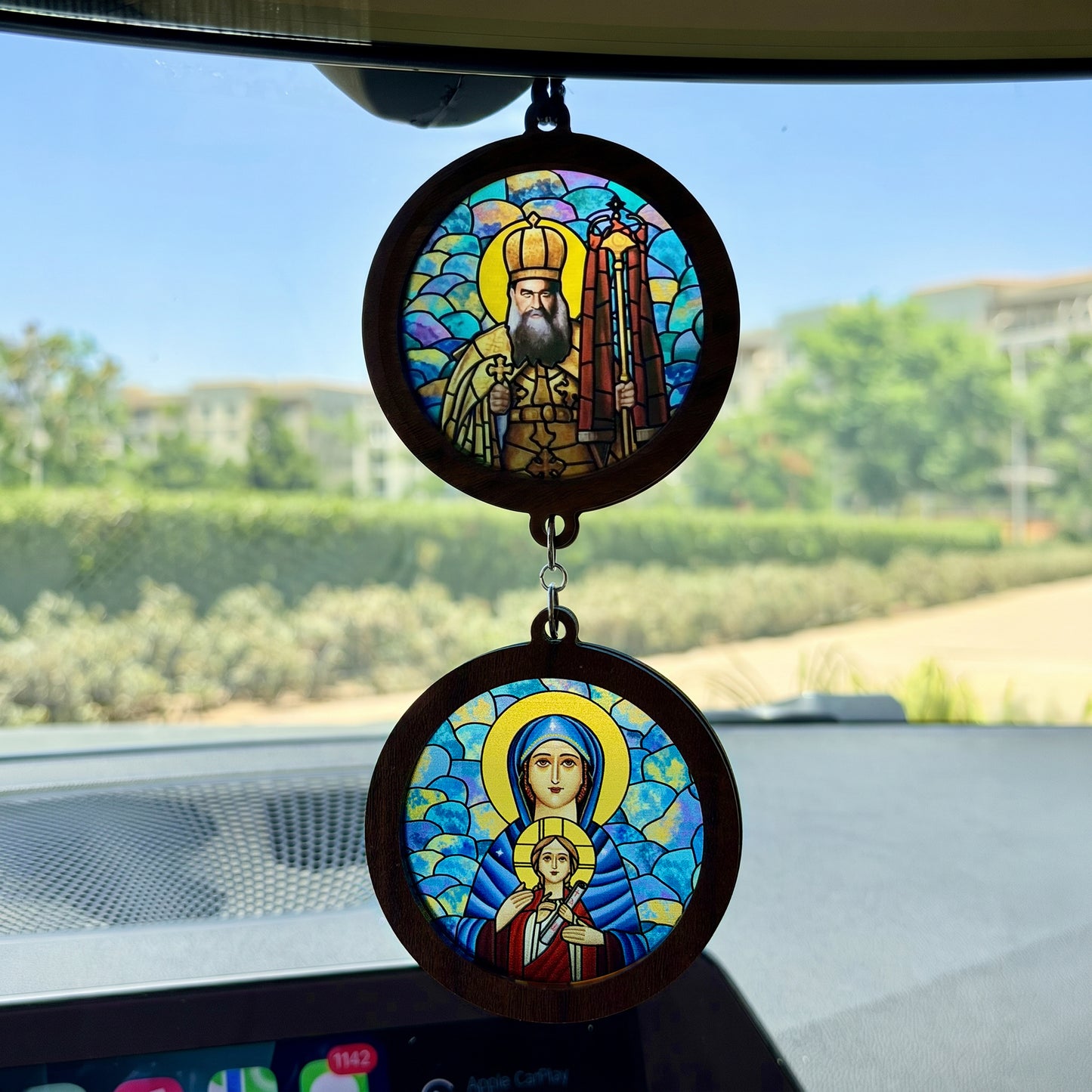 Double Icon Car Pendant
