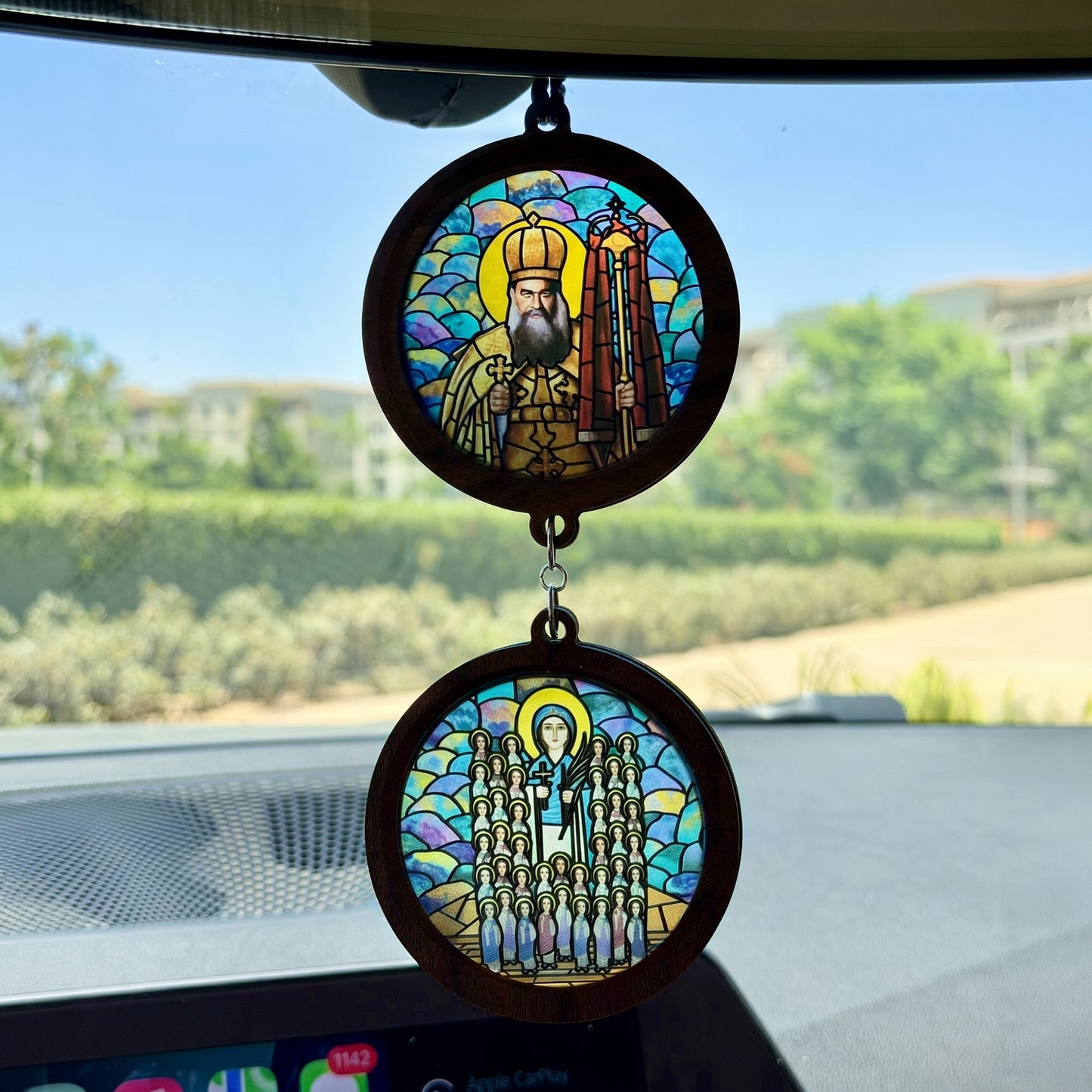 Double Icon Car Pendant