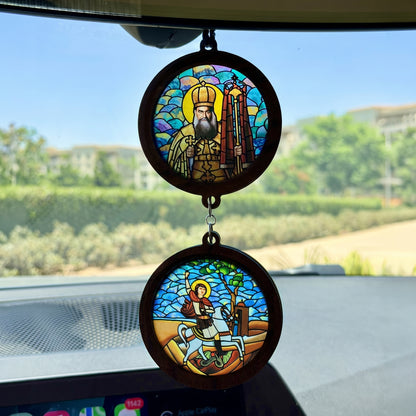 Double Icon Car Pendant