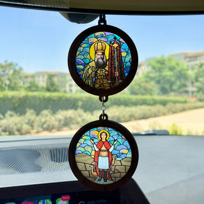 Double Icon Car Pendant
