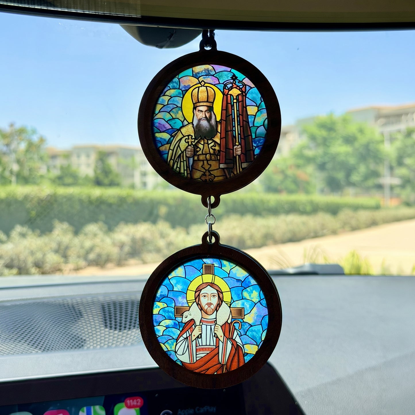 Double Icon Car Pendant