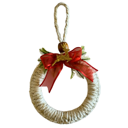 Handmade Beige Christmas Tree Ornament - Wreath