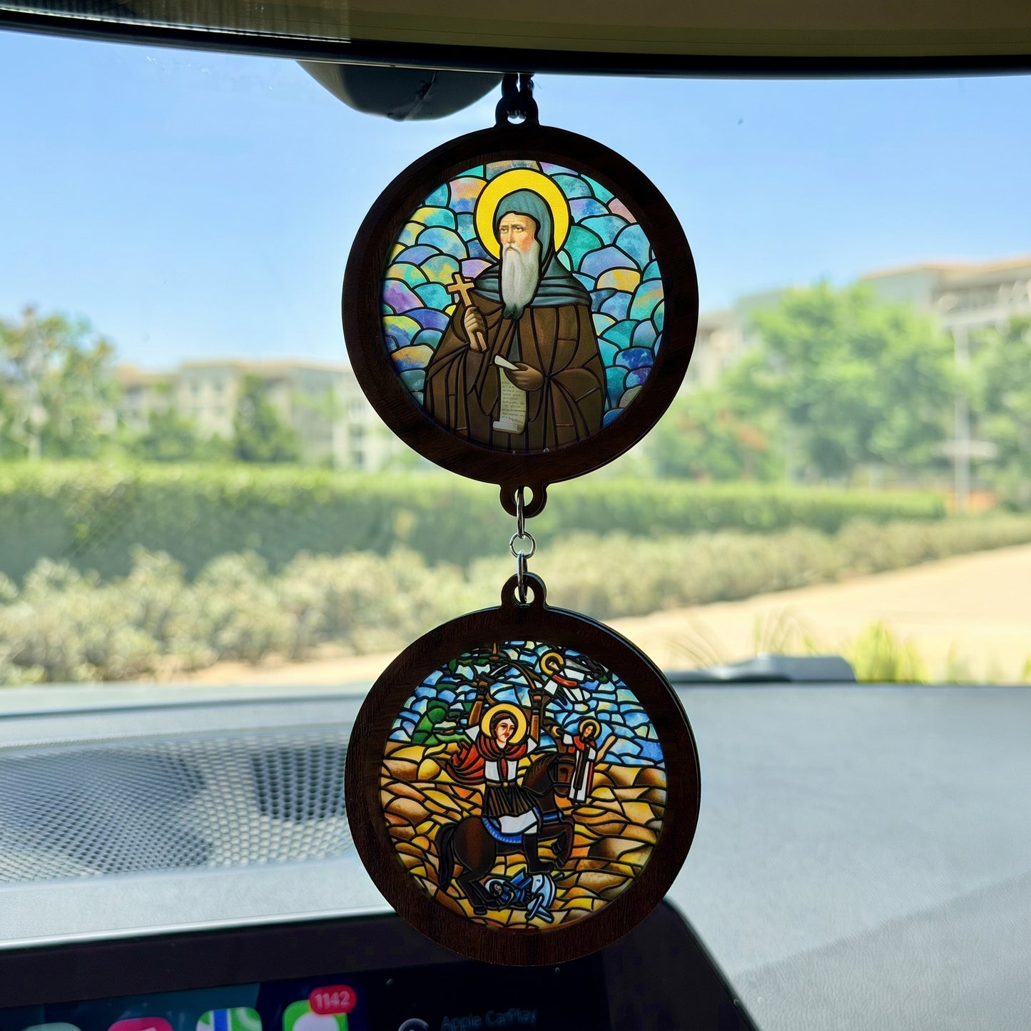 Double Icon Car Pendant