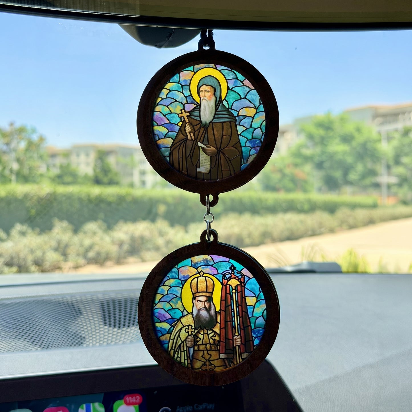 Double Icon Car Pendant