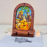 Load image into Gallery viewer, St. George - Illuminated Embossed Arch Glass
