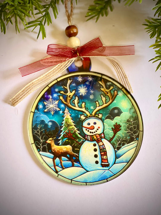 Snowman & Reindeer - Acrylic Ornament