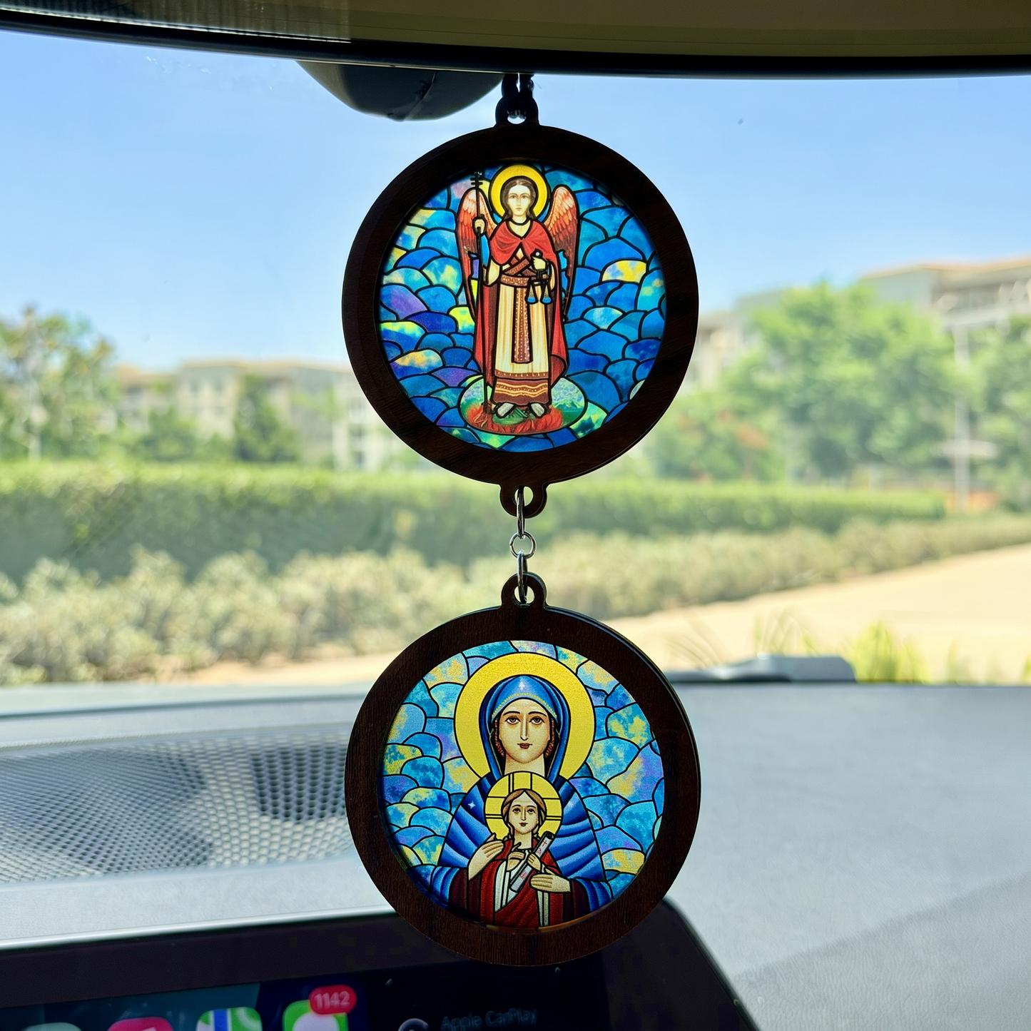 Double Icon Car Pendant