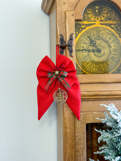 Handmade Medium Red Christmas Ribbon - Ball