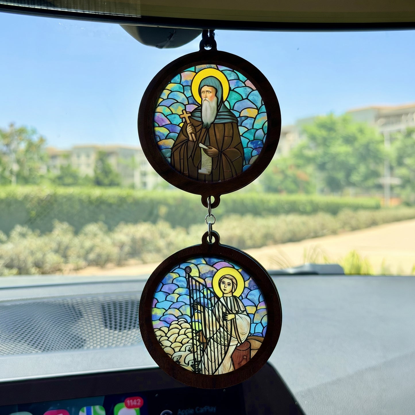 Double Icon Car Pendant