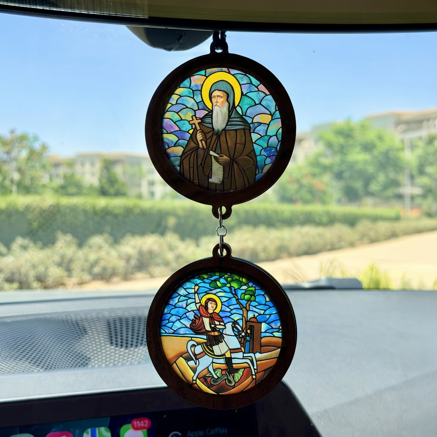 Double Icon Car Pendant