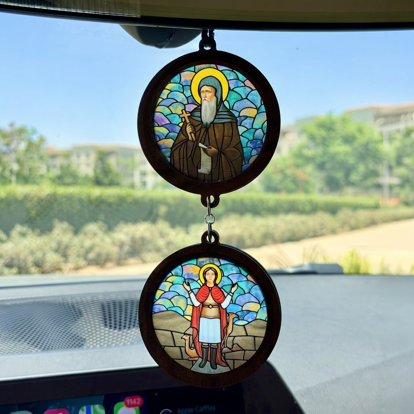 Double Icon Car Pendant