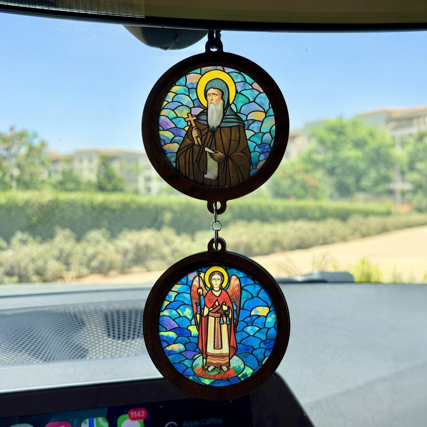 Double Icon Car Pendant