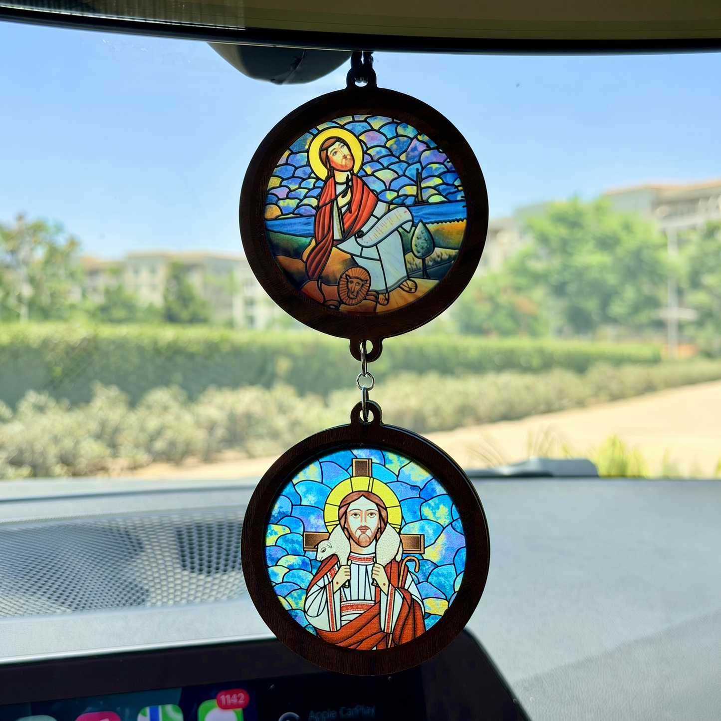 Double Icon Car Pendant