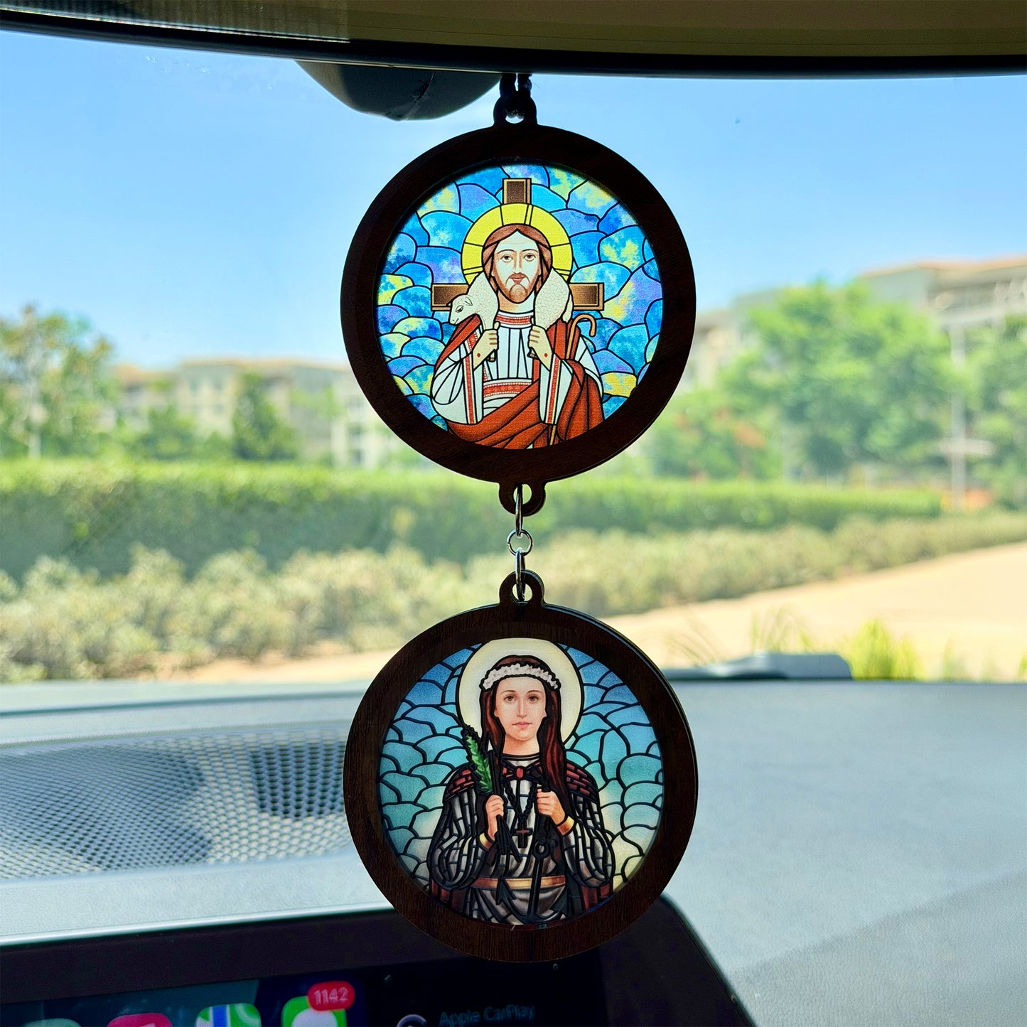Double Icon Car Pendant