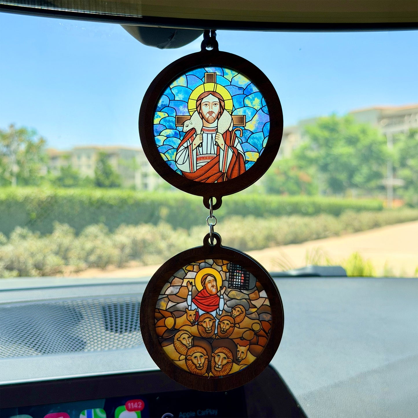 Double Icon Car Pendant