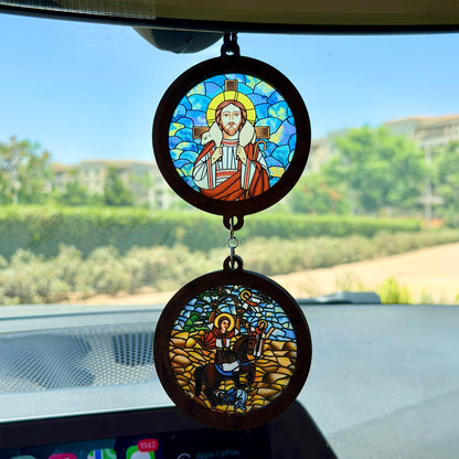Double Icon Car Pendant