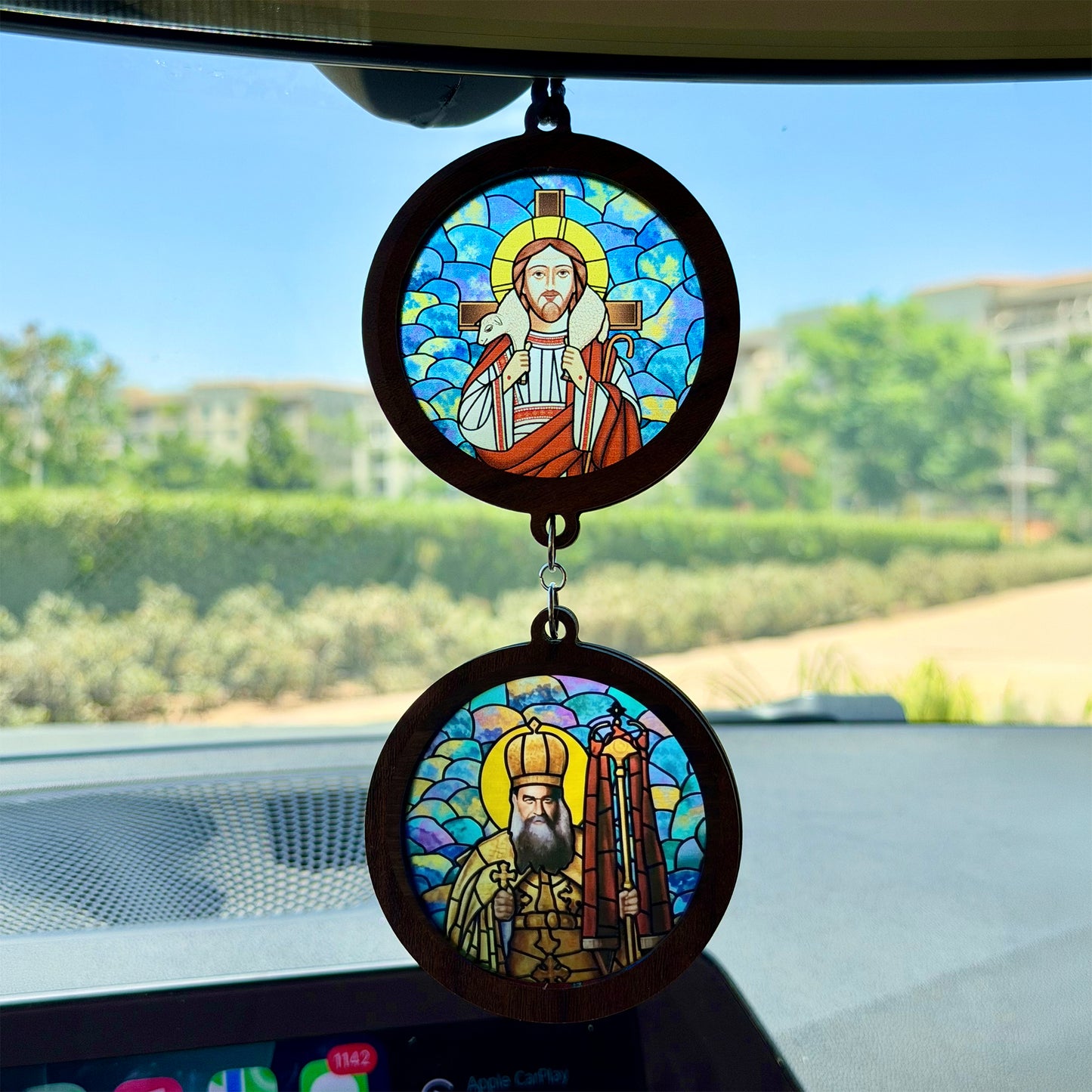 Double Icon Car Pendant