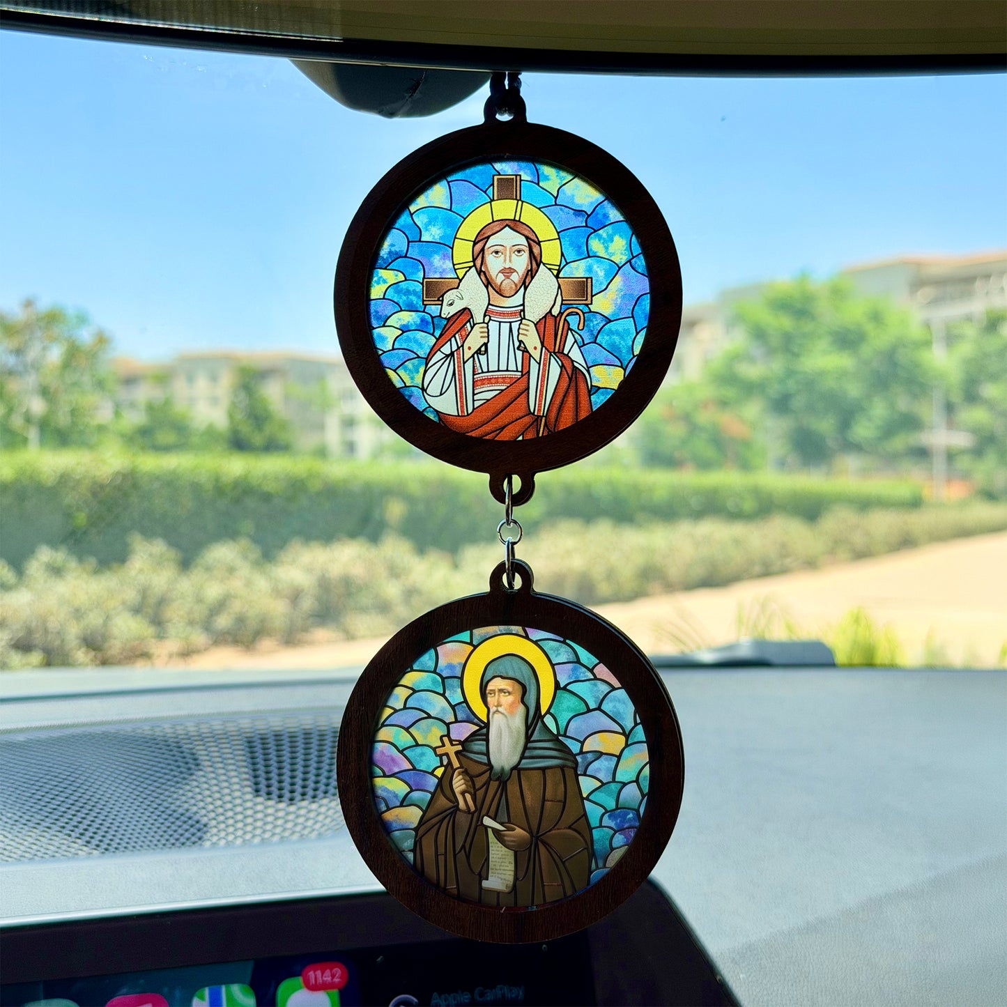 Double Icon Car Pendant
