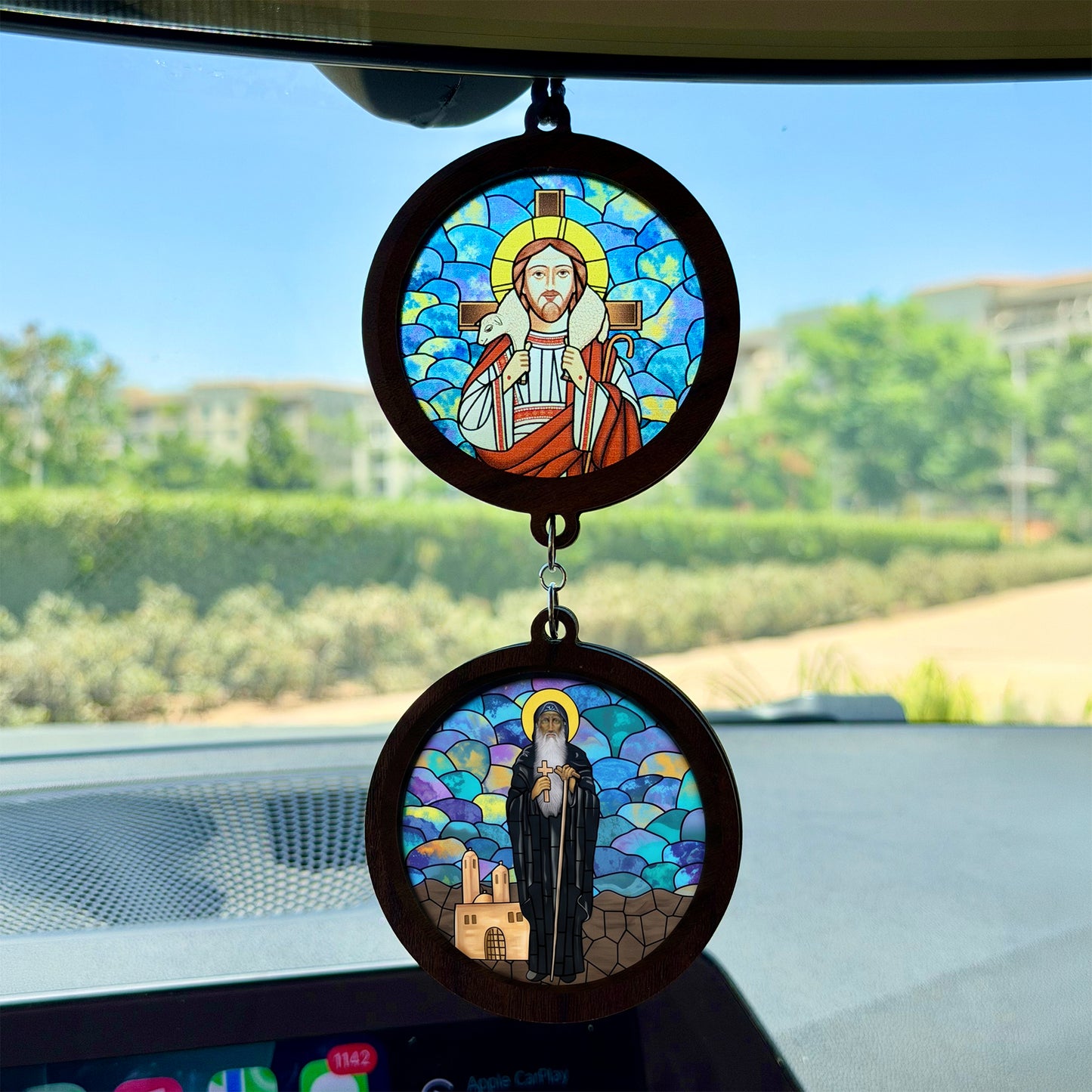 Double Icon Car Pendant