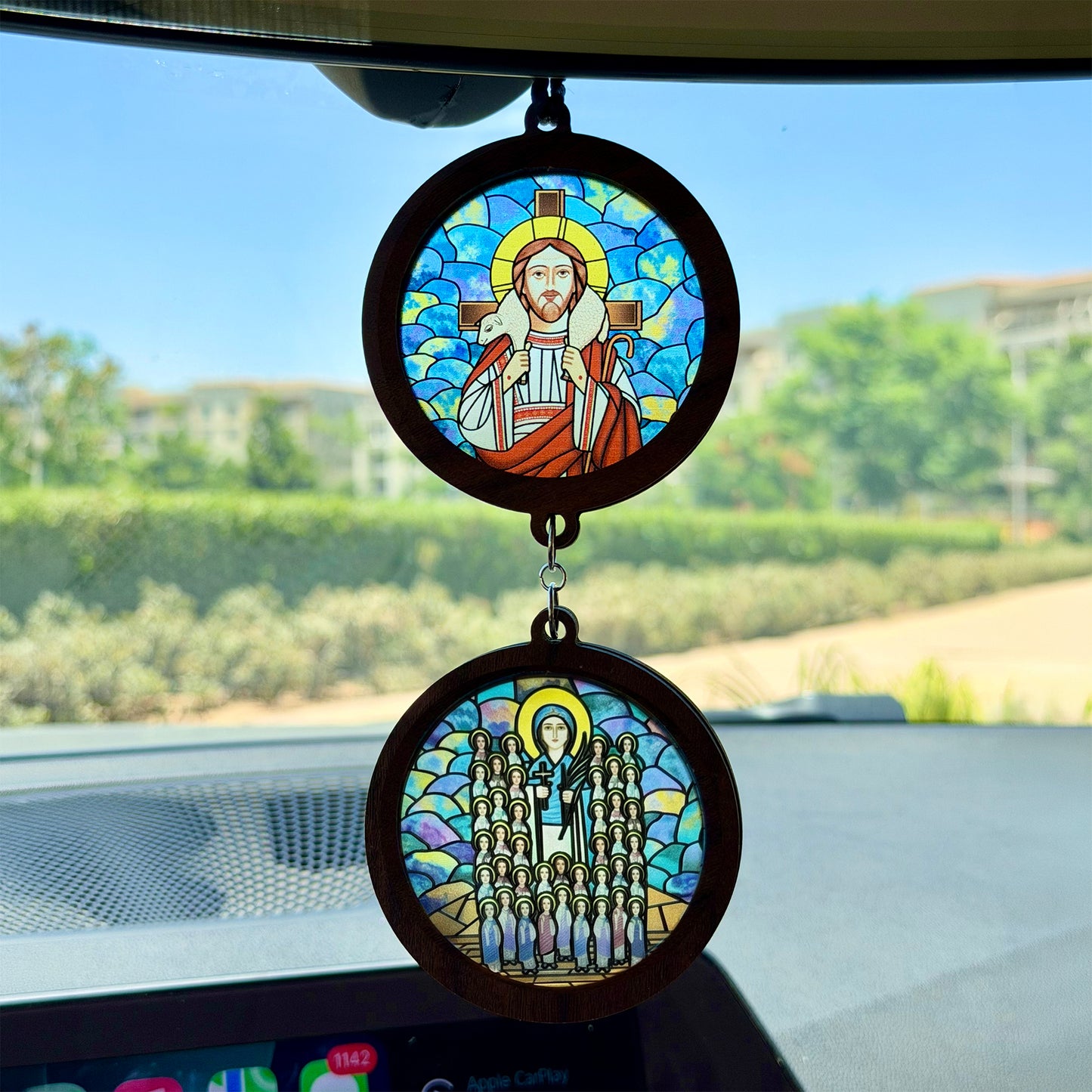 Double Icon Car Pendant