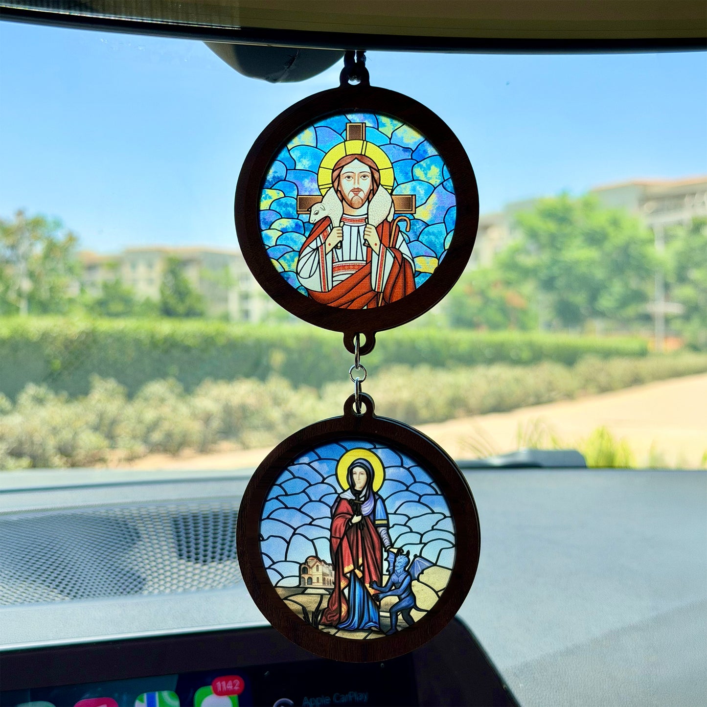 Double Icon Car Pendant