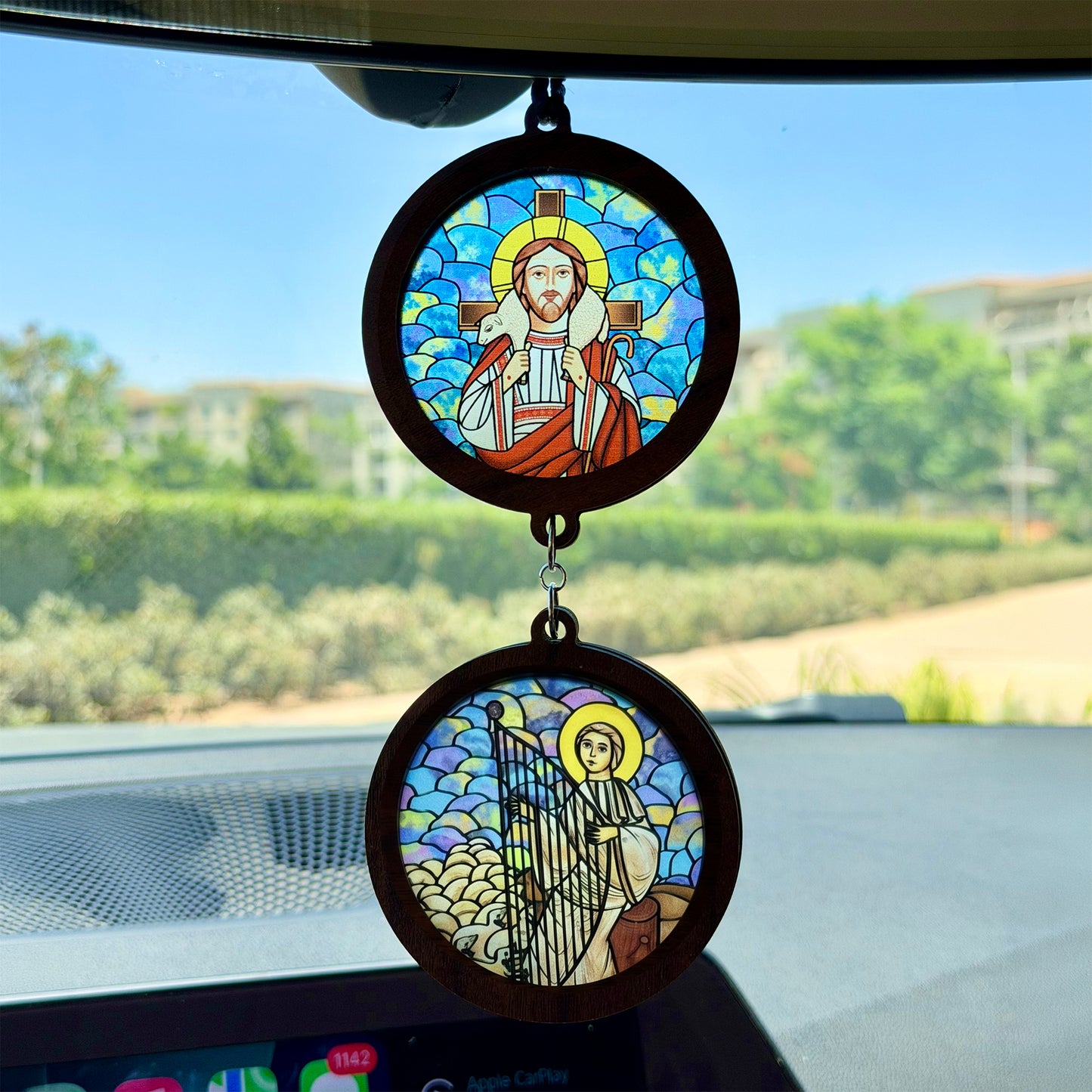 Double Icon Car Pendant