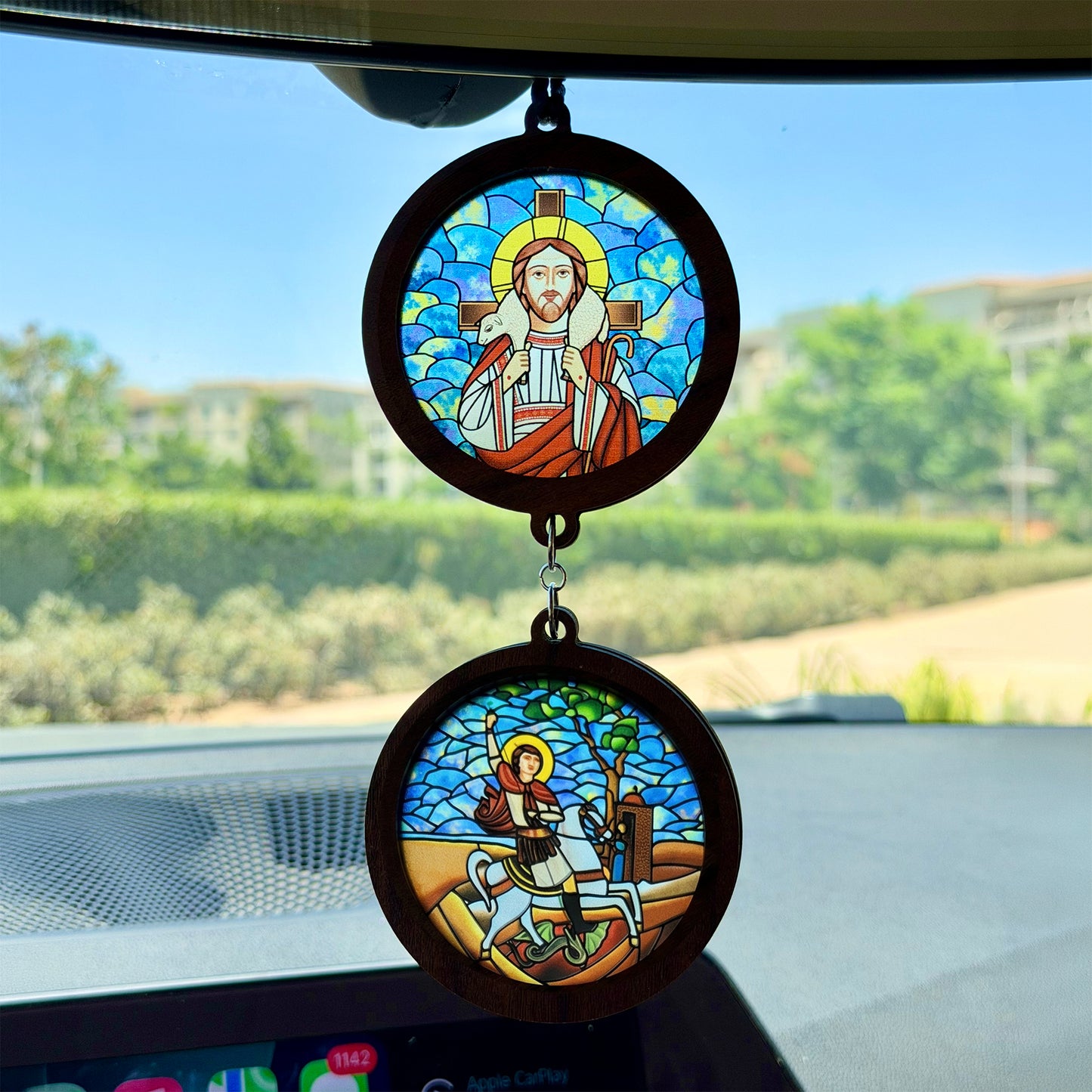 Double Icon Car Pendant