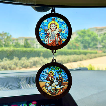 Double Icon Car Pendant