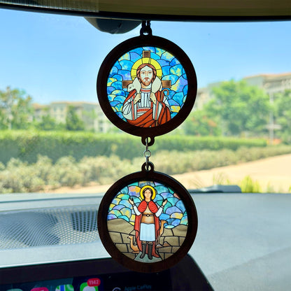 Double Icon Car Pendant