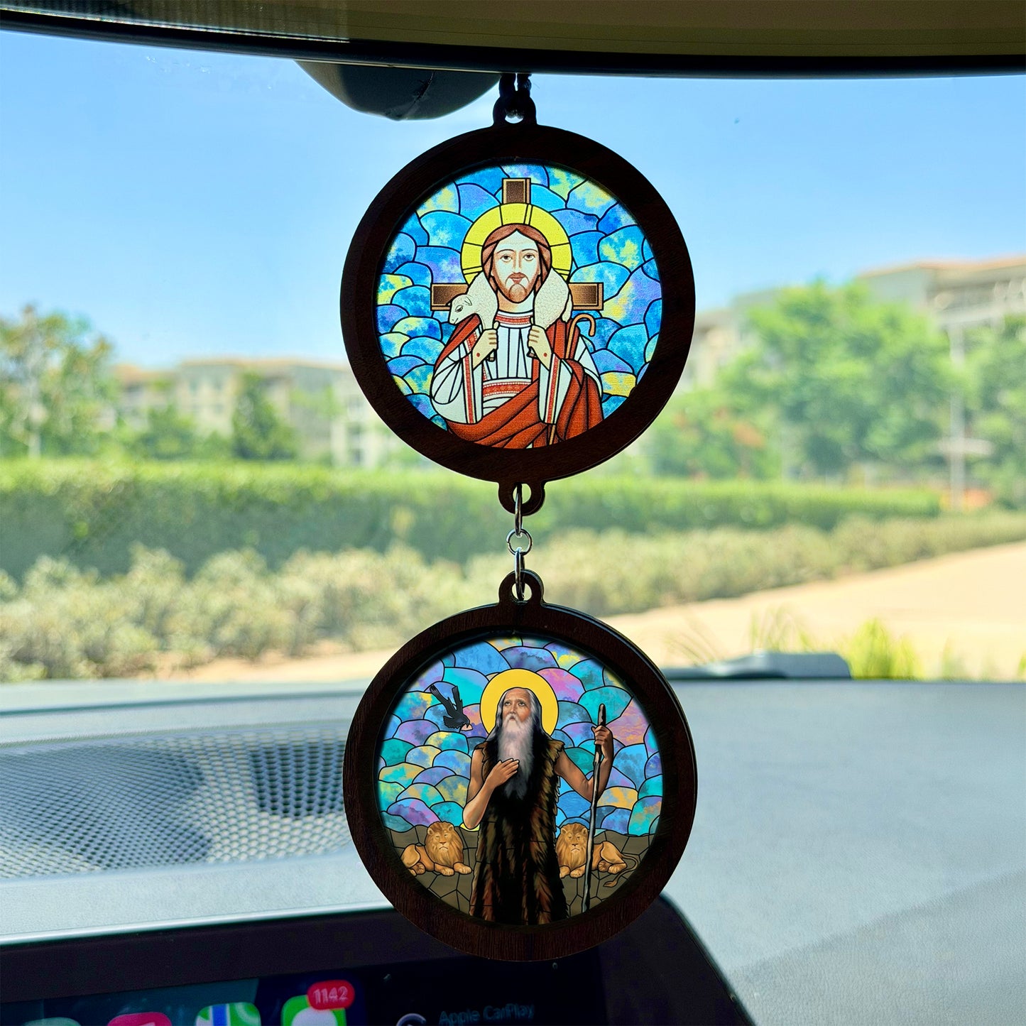 Double Icon Car Pendant