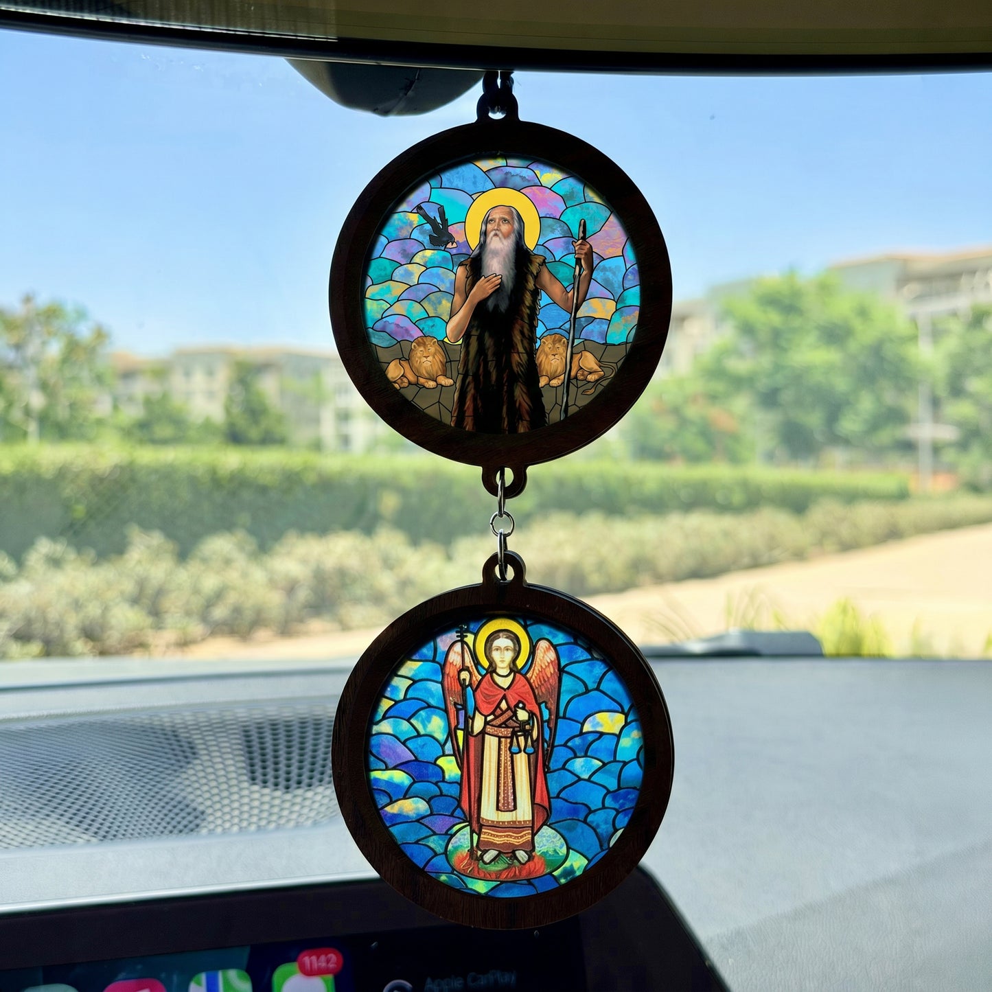 Double Icon Car Pendant