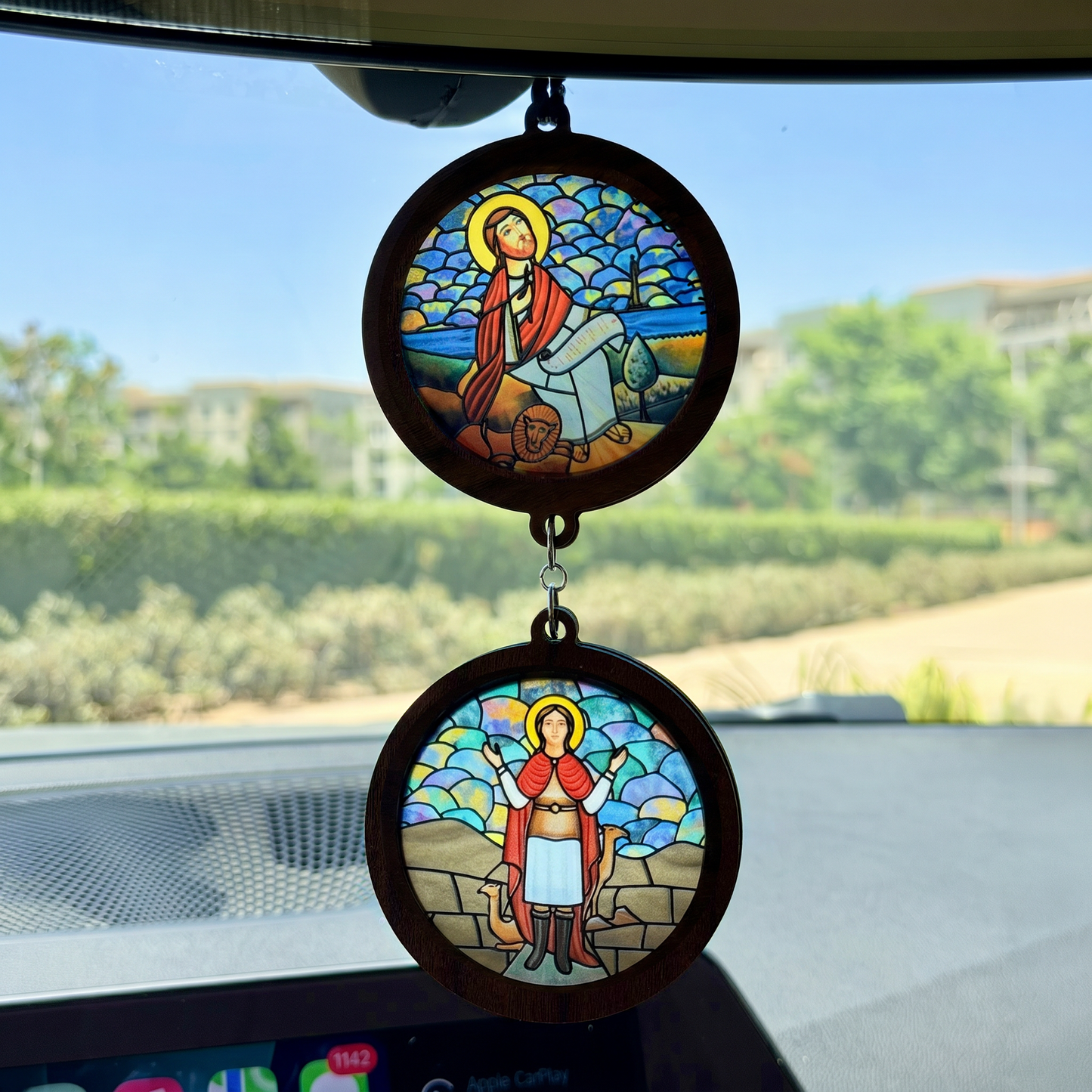 Double Icon Car Pendant