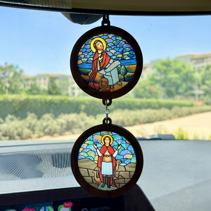Double Icon Car Pendant