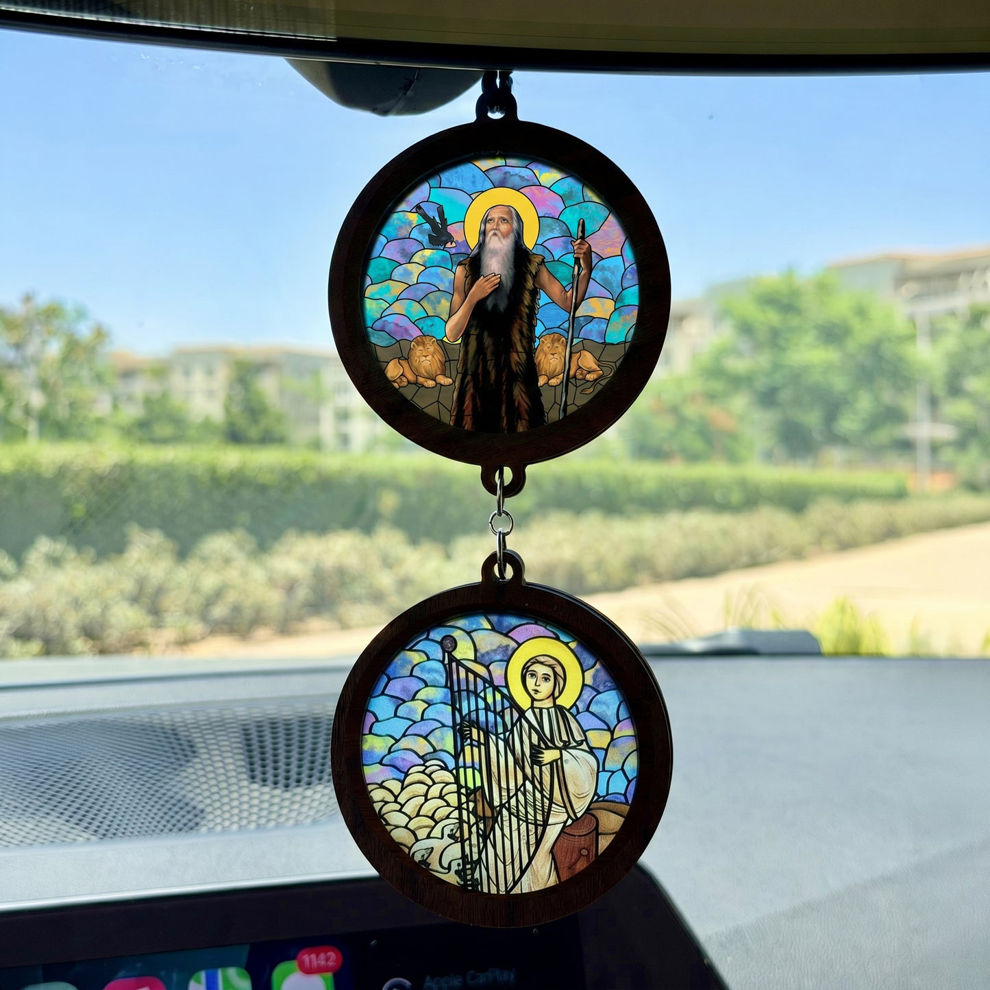Double Icon Car Pendant
