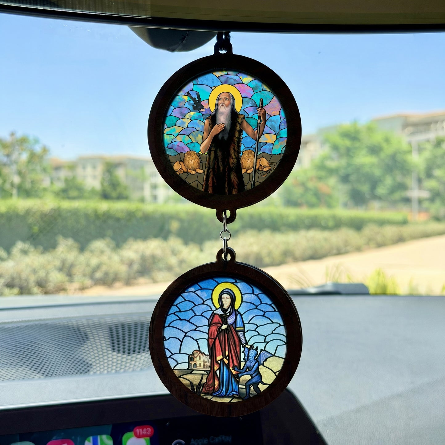 Double Icon Car Pendant