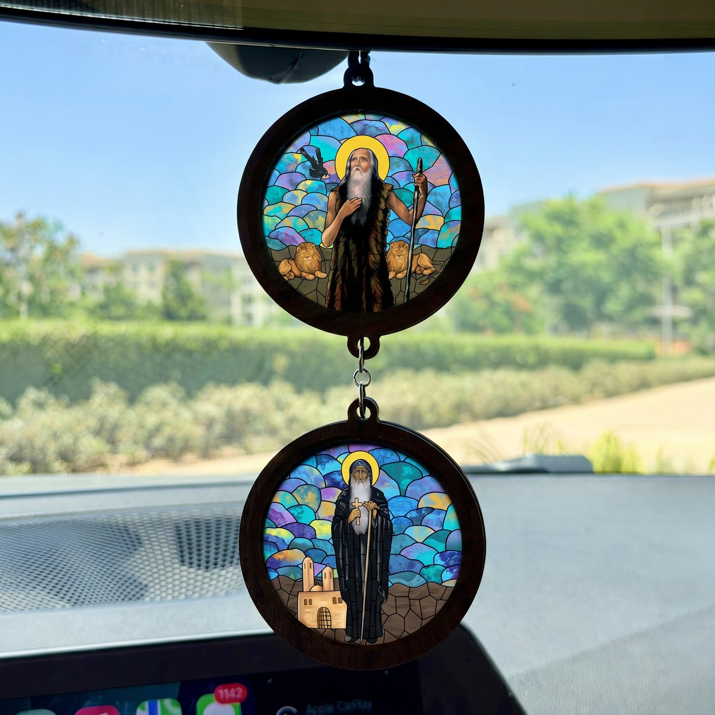 Double Icon Car Pendant