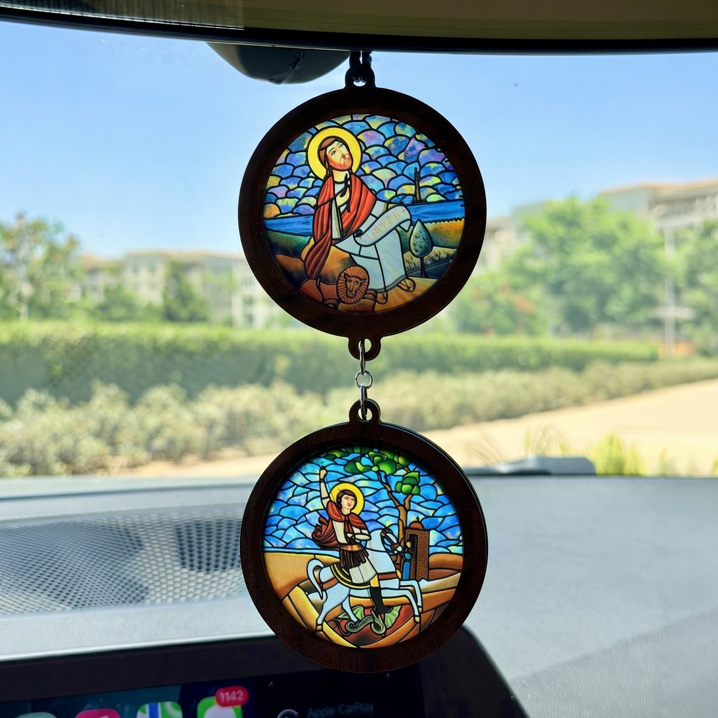Double Icon Car Pendant