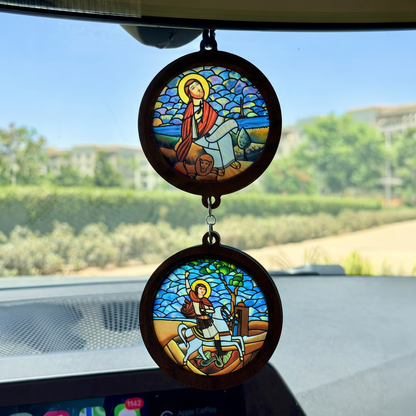 Double Icon Car Pendant