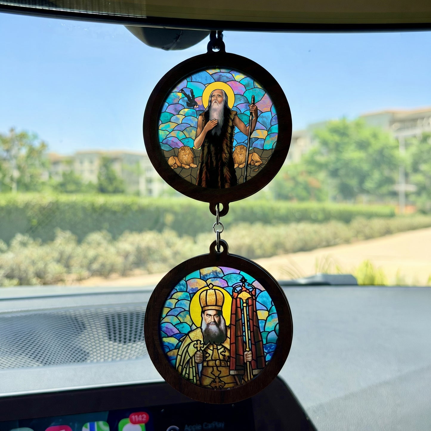 Double Icon Car Pendant