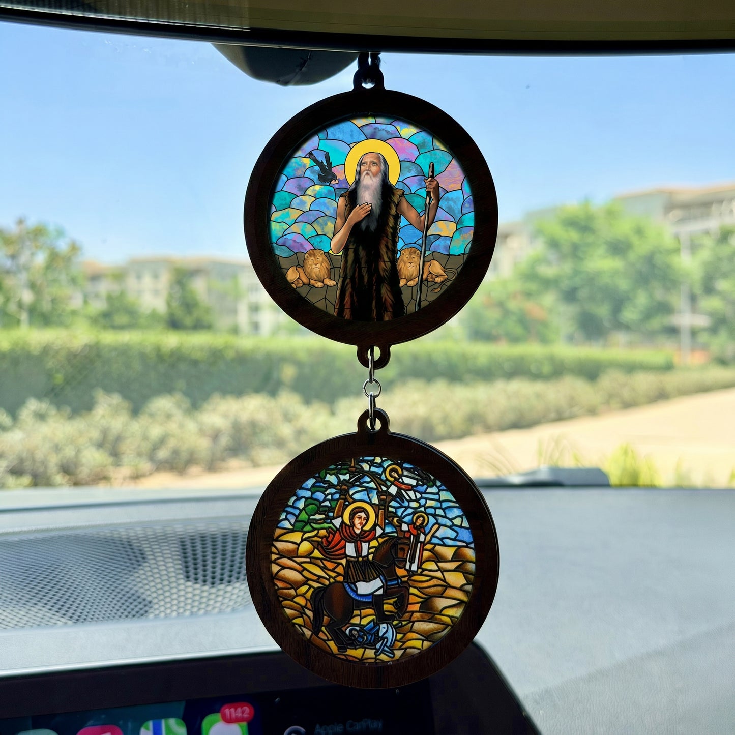 Double Icon Car Pendant