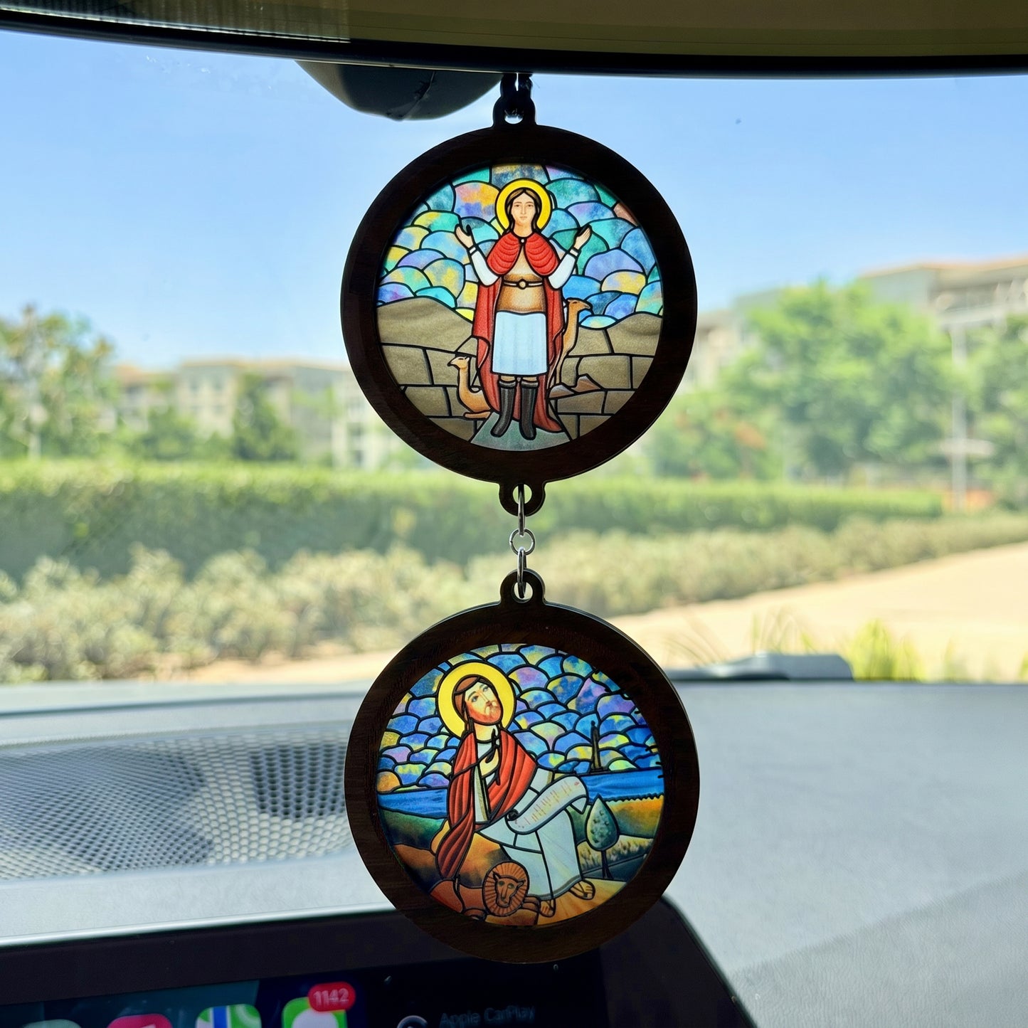 Double Icon Car Pendant