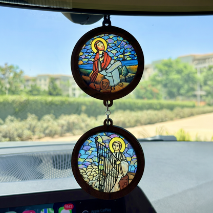 Double Icon Car Pendant