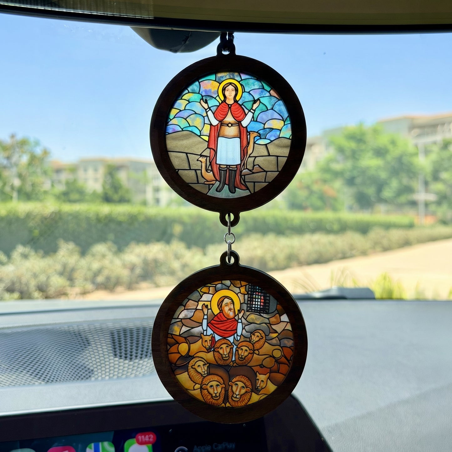 Double Icon Car Pendant